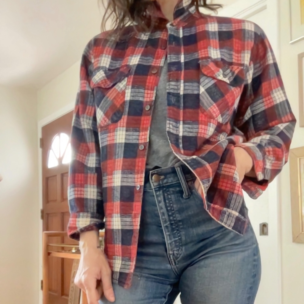 vintage plaid button shirt/ jacket